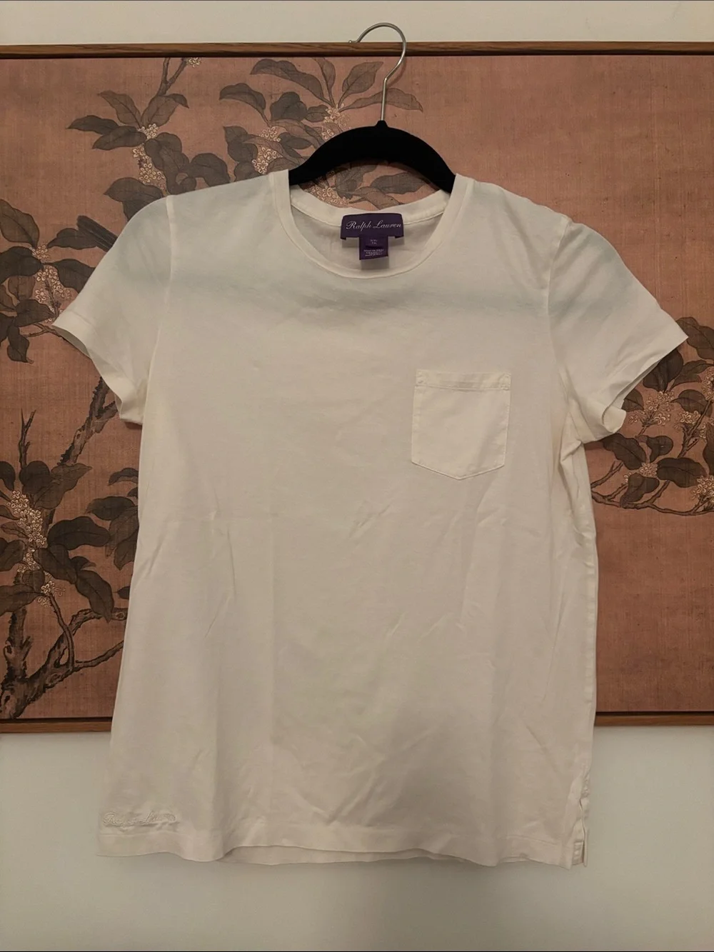 Purple Label Ralph Lauren Men's Cream Short Sleeve Crew Neck Tee